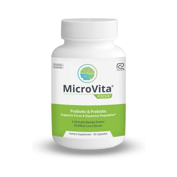 MicroVita® Focus by Accentrate - Focus-Supporting Probiotic Capsules - Supports Memory, Healthy Sleep Patterns, and Gut Health - 30-Day Supply